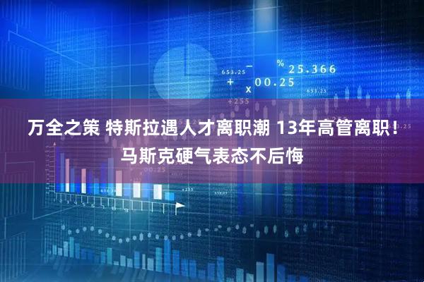 万全之策 特斯拉遇人才离职潮 13年高管离职！马斯克硬气表态不后悔